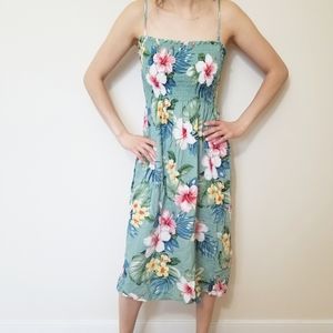 Pastel forest green dress with flowers